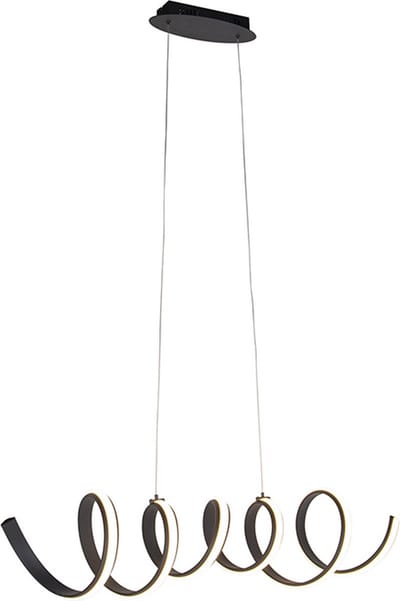 QAZQA twisted - Moderne LED Hanglamp voor boven de eettafel | in eetkamer - 1 lichts - L 1050 mm - Zwart - Woonkamer | Slaapkamer
