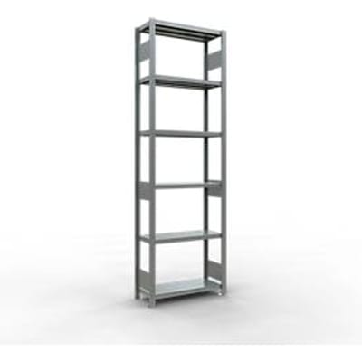 Schulte Lagertechnik MULTIplus 250 boutloos rekkensysteem, basisrek, lengte bout, 2500x750x300 mm, 6 legborden, gegalvaniseerd