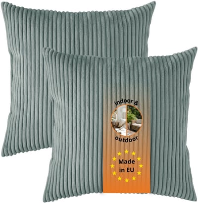 sleepling sierkussenset van 4 - 40x40 cm kussen – bankkussen van robuuste meubelstof - incl. hoes en vulling - als decoratiekussen, sierkussen of couchkussen - kussenset - Made in EU - 40 x 40 cm - cord - turquoise