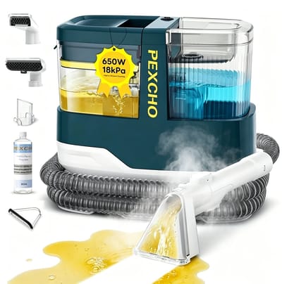 Pexcho C688D Tapijtreiniger – Stoomreiniger – 18000Pa Krachtige Zuigkracht, 650W Snel Droog – Voor Bank, Meubels & Auto – Zelfreinigend + Reinigingsmiddel