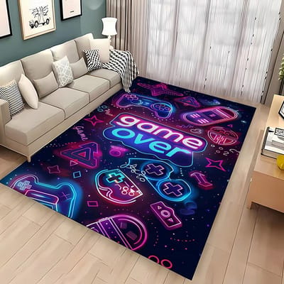 Cartoon Gamer Game Gamepad Vloerkleed, Tapijt voor Woonkamer Kinderkamer Bank Keuken Deurmat Decor, Kind Antislip Vloermat 50x80cm (20x31in)