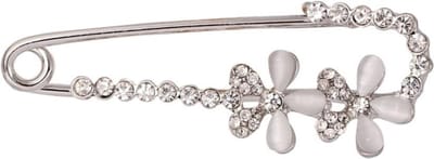 Fako Bijoux® - Sierspeld / Sjaalspeld - Bloemen - Kattenoog - Mini - 50mm - Zilverkleurig