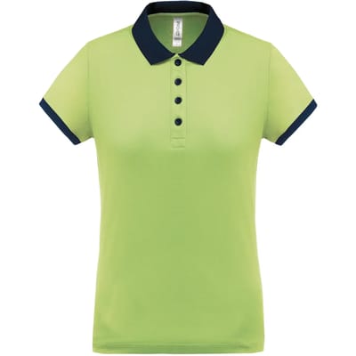 Damessportpolo 'Proact' met korte mouwen Lime/Sporty Navy - XS