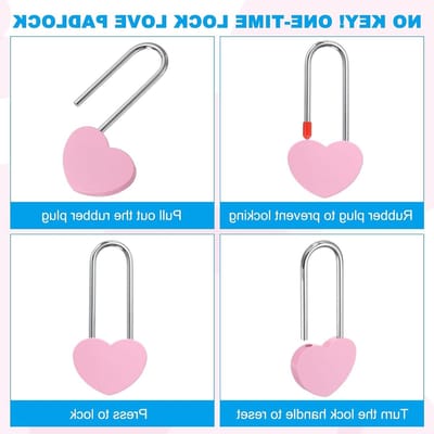 Romantisch 3,9 inch hart hangslot zonder sleutel, liefdesslot voor geliefden, wensslot voor bruiloften en cadeaus, roze kleur