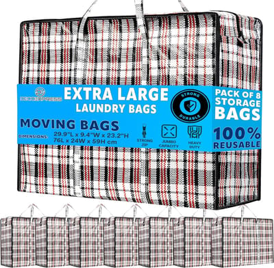 Grote Waszakken - Opbergzakken Herbruikbaar - Verhuizen Opslag - XXL Multipack Sterk - 76x24x59 cm - Veelkleurig