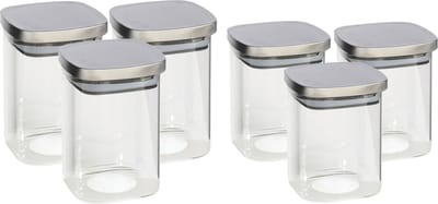 Gerim - 6x keuken voedsel voorraadpotten glas - 2 formaten 1400/1100 ml