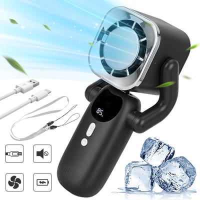 Draagbare Opvouwbare Ventilator Met LED-Scherm - USB-C Oplaadbaar - 4000 mAh Tot 10 Uur Gebruiksduur - Stille Turbokoeling Voor Thuis Op Kantoor En Op Reis