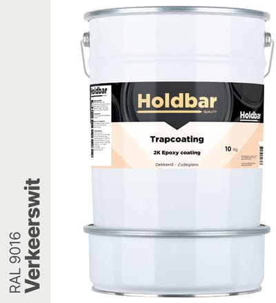 Holdbar Trapcoating Verkeerswit (RAL 9016) 10 kg - Trapverf - Slijtvast - Trap Verven - Gemakkelijk Schoonmaken - Bestand tegen zware belastingen