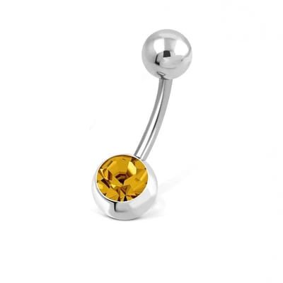 Aramat Jewels | Navelpiercings | Oranje-bruine Stalen Navelpiercing met Zirkonia | | | |8mm | Staal | Volwassenen | Verkleurd niet
