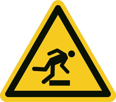 Struikelgevaar sticker 200x200 mm - vinyl - ISO 7010 W007