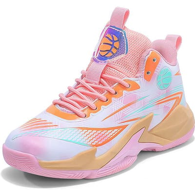 Meisjes Basketbal Sneakers Hoge Top Design Ademend Antislip Anti-torsie Zool Atletische Schoenen voor Kinderen Training en Vrijetijdskleding 39 white