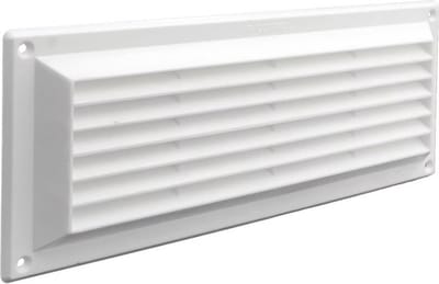 Air Control schoepenrooster opbouw met vliegengaas 250x100mm, kunststof wit (410M / 02)