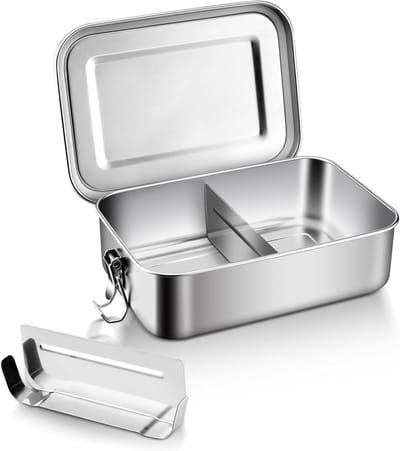 Lunchbox van roestvrij staal met compartimenten - 1850 ml, ideaal voor maaltijden onderweg, voedselopslag en picknicks