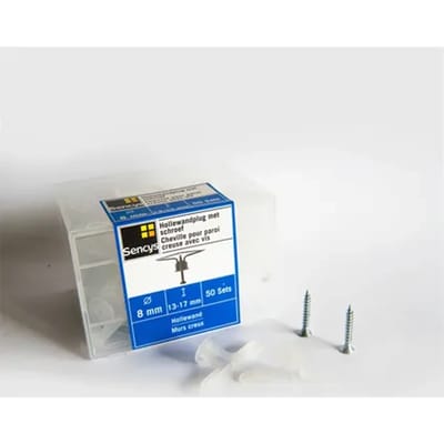 Sencys Plug Voor Holle Wand Kunststof - Diameter 8mm - 50 Stuks