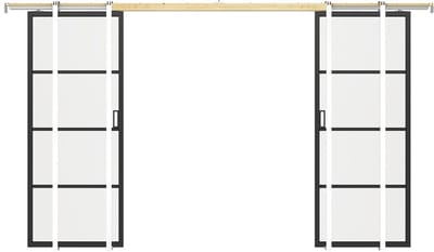 Vente-unique Dubbele schuifdeur met klamplaagsysteem - aluminium en gehard matglas - 2 x H205 x L73 cm - SINCA II