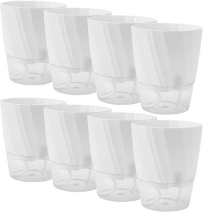 Dailygoods- Bloempot 15 cm - 8 Stuks - Zelfbewaterend - Irrigatiesysteem - Plantenpot voor Binnen/Buiten - Perfect voor Kruiden