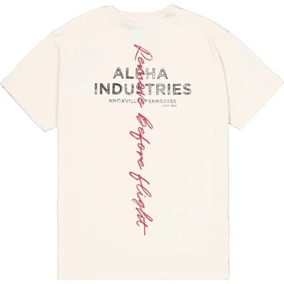 T-shirt met handtekeningopdruk op de achterkant Alpha Industries