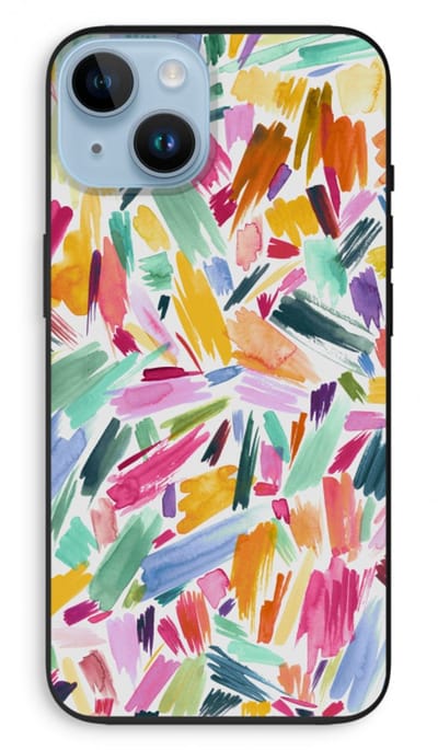 Case Company® - Hoesje geschikt voor iPhone 14 hoesje - Watercolor Brushstrokes - Biologisch Afbreekbaar Telefoonhoesje - Bescherming alle Kanten en Schermrand