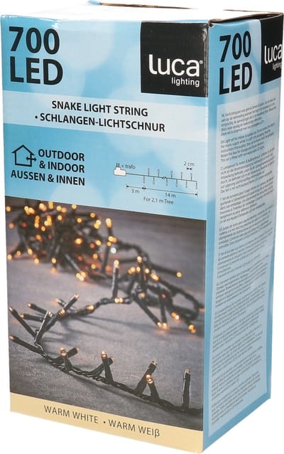 Luca Lighting kerstverlichting lichtsnoer - buiten - 700 lampjes extrawarm wit - flashfunctie - 1400 cm