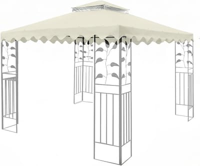 Gazebo Vervangend Dak - Tentdak Overkapping - Tuinfeest Bescherming - Dubbel Waterdicht Ontwerp - 3 x 3 Meter - Beige Kant