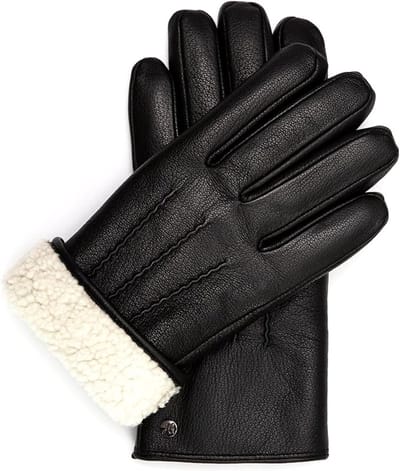 Warme heren handschoenen met touchscreen - zwarte lederen handschoenen - 9.5 - leren handschoenen met schapenvacht voering - XL