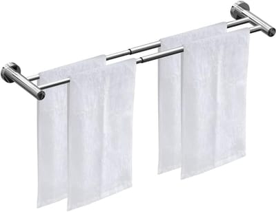 Famanu – Verstelbaar handdoekenrek, wandmontage, roestvrij staal, 43-72 cm, voor keuken en badkamer