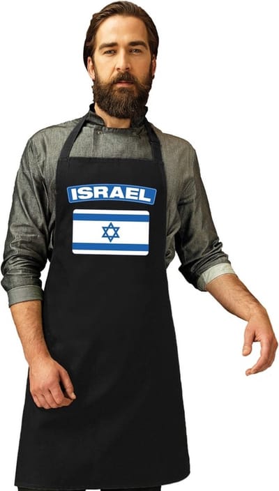 Keukenschort - Barbecueschort - Vlag Israel - zwart - heren en dames - Landen supporters - Gerechten - Avond