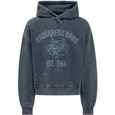 Dsquared2 Bros Est 1964 Logo Distressed Cypro Navy Blue Hoodie