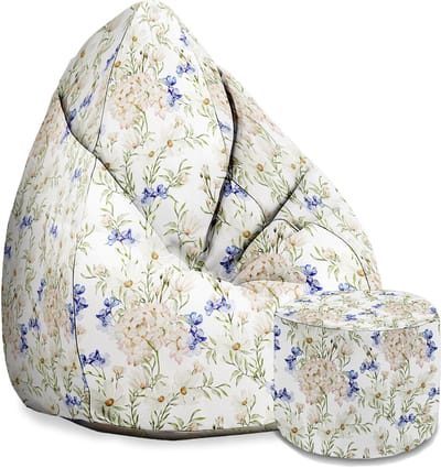 DreamRoots Oxford Zitzak voor Volwassenen – Luxe Beanbag met Voetsteun en Afneembare Hoes – Inclusief Vulling – 80x80x120 cm - Amazing Floral