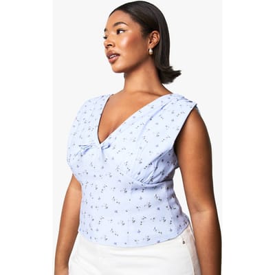 boohoo Dames PLUS DITSY CORSETTOP MET STRIKDETAIL | Lila | Maat: 44