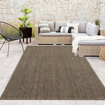 Paco Home Buitenkleed Weerbestendig Balkon Woonkamer Monochroom Patroon Boho Groen 80x150 cm