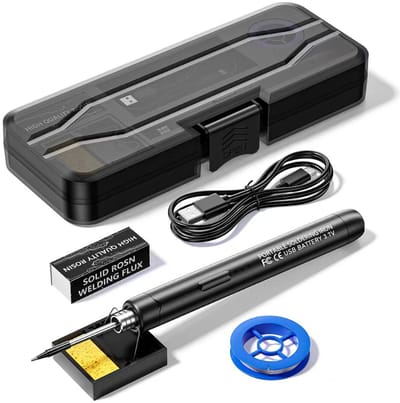 Draadloze soldeerbout - USB oplaadbare soldeerbout - Houten soldeerbout - Met soldeerbout - Draagbaar - Met instelbare temperatuur en USB-kabel - Draadloze soldeerbout voor thuisgebruik met kleine lithiumbatterij
