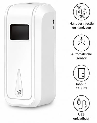 Automatische Zeepdispenser 1100ML – Touchless Sensor Foam Dispenser – Handdesinfectie & Alcohol Sprayer – Wandmontage