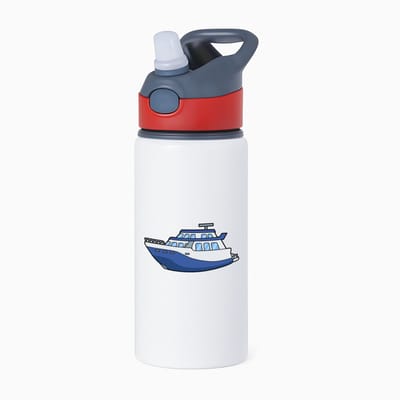 Hacebo® - yacht waterfles met rietje rood - Boten - Schippers - Boot - yachten - kapitein - water fles - 650ML