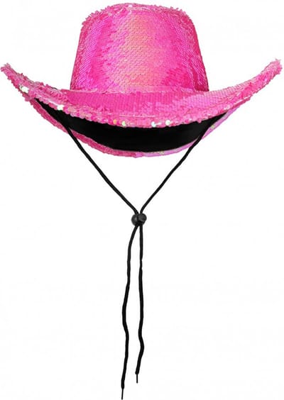 KIMU® Cowboyhoed Roze Pailletten - Iridescent Pride Gekleurd Cowboy Hoed Sequin - Toppers Feest Foute Party Dames Heren Festival