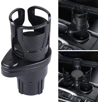 Dailygoods- Bekerhouder Auto Verstelbaar - Dubbele Bekerhouder - Multifunctionele Bekerhouder - 360 Graden Draaibeweging - Antislip Sticker - ABS-Kunststof - Autobekerhouder