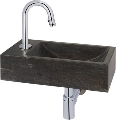 Saqu Nature Collection fonteinset met chromen kraan c-uitloop links natuursteen
