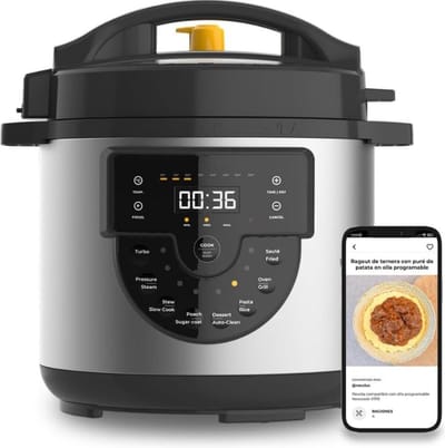 White-label® Slowcooker met Timer - Keramische Binnenpan - Hotpot - Zwart en Zilver