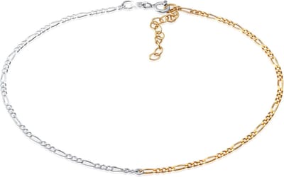 Elli - Enkelbanden - Dames Figaro Zomer Tijdloos Basic Minimal Bi-Color verstelbaar in 925 Sterling Zilver Verguld - Dames