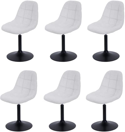 Set van 6 eetkamerstoelen MCW-A60, keukenstoel, draaistoel, staal MVG stof/textiel chenille (465 g/m²) ~ crème