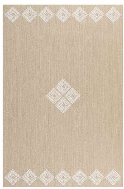 Storesdeco Premium vinyl vloerkleed, wasbaar, antislip en slijtvast – blank etnischs 60x90 cm