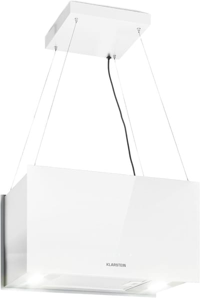 Klarstein Afzuigkap Kronleuchter L Eilandafzuigkap - 60cm Breed - Afvoer: 577M³/H - LED-Verlichting - Touch Bediening - Wit - voor Keuken - Vetfilter - RVS - Aluminium - Dampkap - Wasemkap - Kookplaatafzuiging