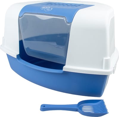 Duvoplus - Kattenbak - Kat - Kattentoilet Ariel Hoek Met Filter & Schepje 58x47x38cm Lichtblauw/wit - 1st