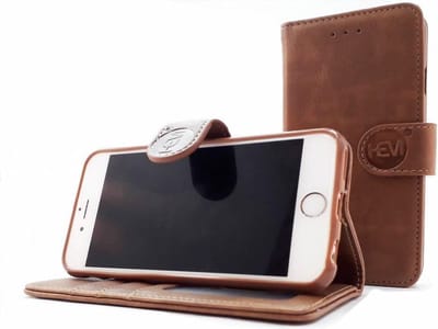 HEM Leren Hoesje Geschikt Voor Apple iPhone 7 / 8 / SE (2020 & 2022) – Bronzed Brown Wallet Case – Lederen Bookcase – 360° Beschermende Flip Cover Met TPU Binnenkant