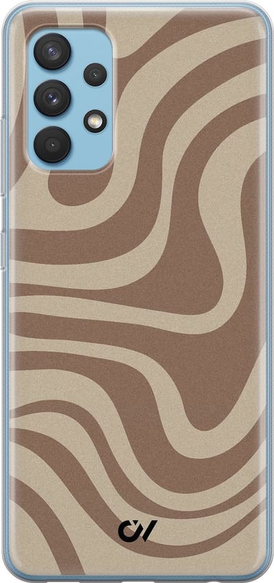 Hoesje geschikt voor Samsung Galaxy A32 4G - Brown Abstract Waves - - Bruin - - Casevibes