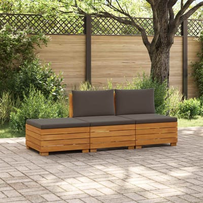 vidaXL - 3 - st - Buiten - bank - set - Massief - Acacia - Hout - Bruin