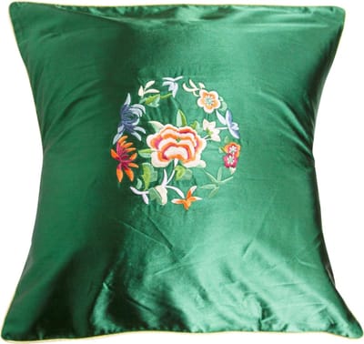 Fine Asianliving Kussenhoes Groen Bloemen 45x45cm Zonder Vulling