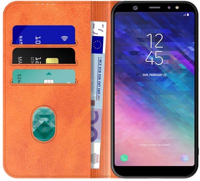 Geschikt voor Samsung Galaxy A6+ (2018) Telefoonhoesje Bruin Kunstleer Met Magnetische Sluiting - Portemonnee Book Case Met Pasjeshouder - Bescherming aan Voorkant en Achterkant - ProtX