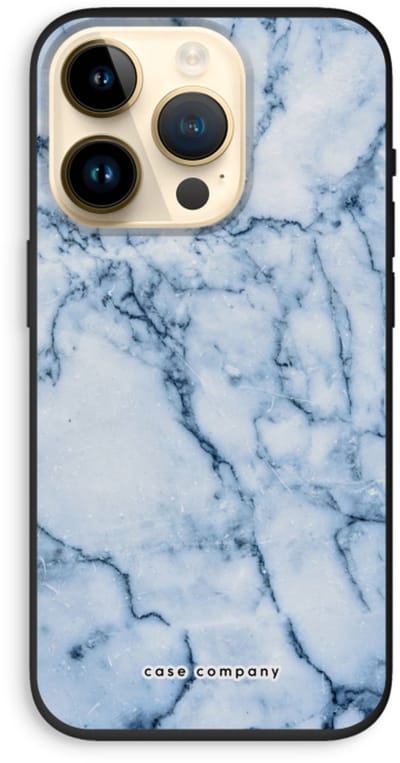 Case Company® - Hoesje geschikt voor iPhone 14 Pro hoesje - Blauw marmer - Biologisch Afbreekbaar Telefoonhoesje - Bescherming alle Kanten en Schermrand