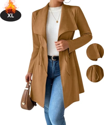 Livano Mantel Dames - Tussenmantel - Jas - Mantelpakje - Trenchcoat - Overjas - Overcoat - Winter - Chocolade - XL